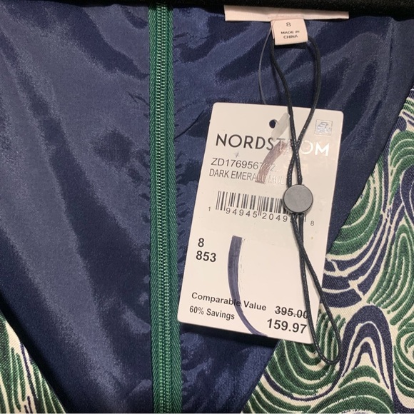 Cinq a Sept Kacydie Dark Emerald Multi Dress - Size 8 - Picture 4 of 6